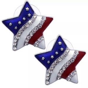 SWAROVSKI CRYSTAL FLAG STAR STUD EARRINGS